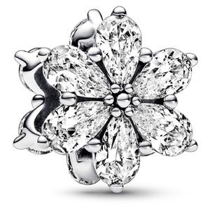 Pandora Silver Sparkling Flower Charm with Clear Stones